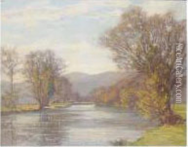 River Scene Oil Painting - Augustus William Enness
