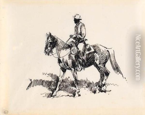 The Lone Rider #67 Oil Painting - John Edward Borein
