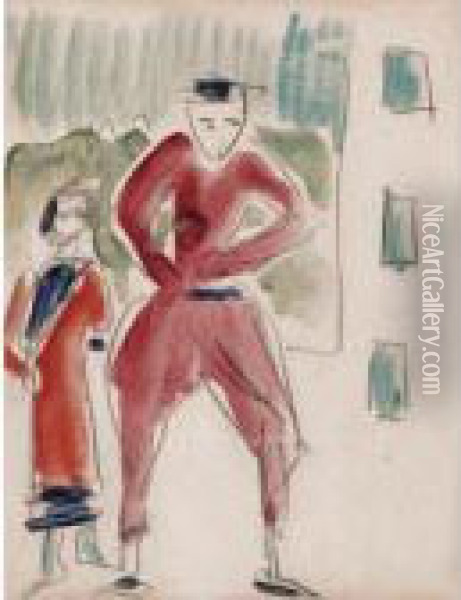 Sportsman In Davos Oil Painting - Ernst Ludwig Kirchner