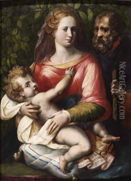 Madonna And Child Oil Painting - Girolamo Siciolante Da Sermoneta
