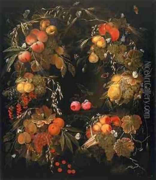Still life of autumnal fruits Oil Painting - Ottmar The Elder Elliger