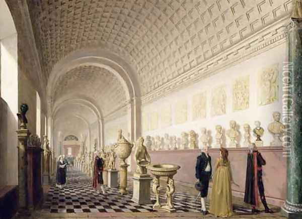 The Inner Gallery of the Royal Museum at the Royal Palace Stockholm Oil Painting - Pehr Hillestrom