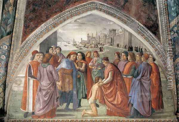 Renunciation of Worldly Goods 1482-85 Oil Painting - Domenico Ghirlandaio