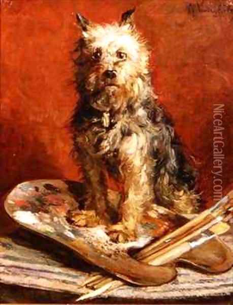 The Artists Dog Oil Painting - Charles van den Eycken
