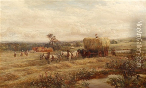 The Haycart Oil Painting - Charles Thomas Burt