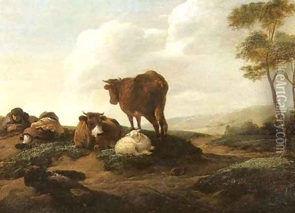 Cowherds resting Oil Painting - Albert Jansz. Klomp
