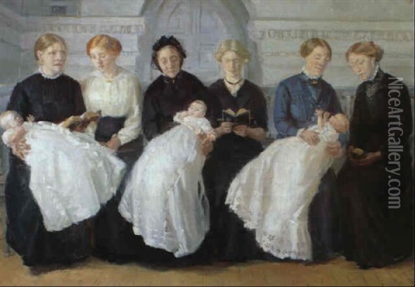 Dobte Sma Born Oil Painting - Anna Kirstine Ancher