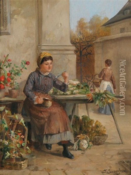 Der Blumen Und Gemusestand Oil Painting - Franz Von Persoglia