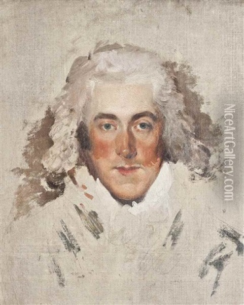 Portrait Of A Gentleman, Bust-length - Unfinished Oil Painting - Thomas Lawrence