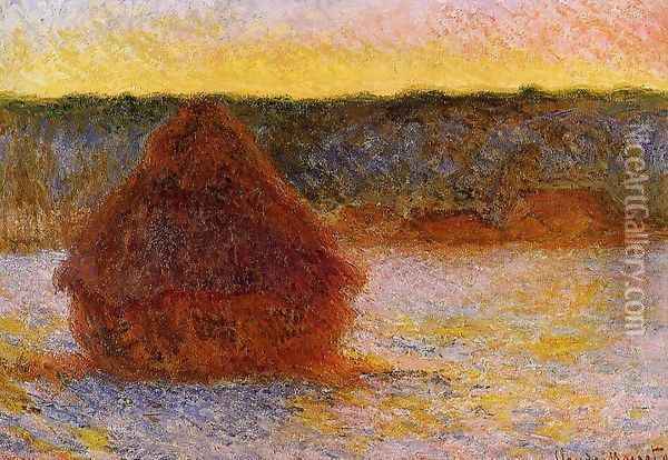 Grainstack At Sunset Winter Oil Painting - Claude Oscar Monet