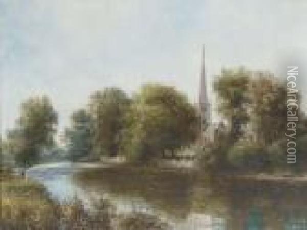 Holy Trinity, Stratford-on-avon; And Guesten Hall (?),worcester Oil Painting - Arthur Gilbert