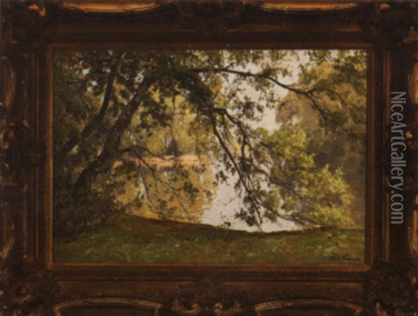 Paysage Au Bord De Riviere Oil Painting - Paul Lecomte