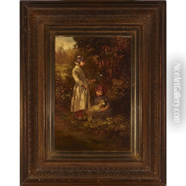 Finding The Pet Lamb Oil Painting - Henry Campotosto