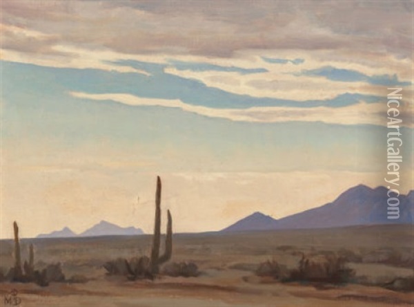 Desert Sky At Evening, Tucson, Arizona, Circa 1946 Oil Painting - Maynard Dixon