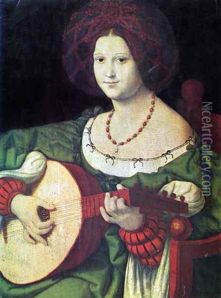 The Lute Player Oil Painting - Andrea Solari