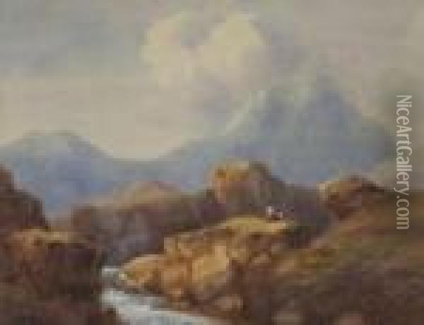 Mountain Stream Oil Painting - Henry Bright