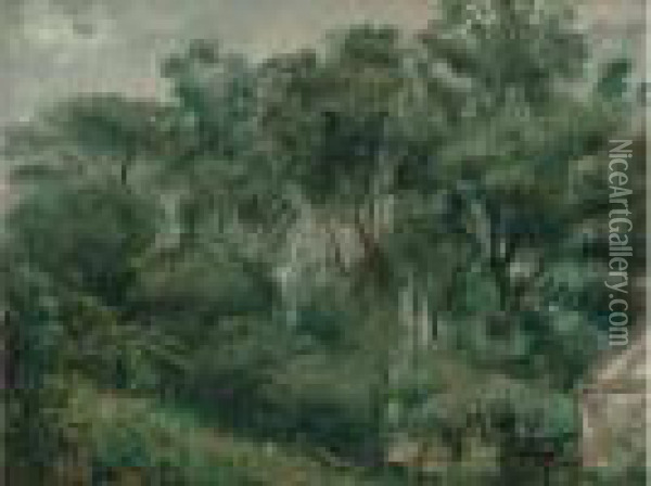 La Cabane De L'ile Seguin, 1818-1820 Oil Painting - Paul Huet