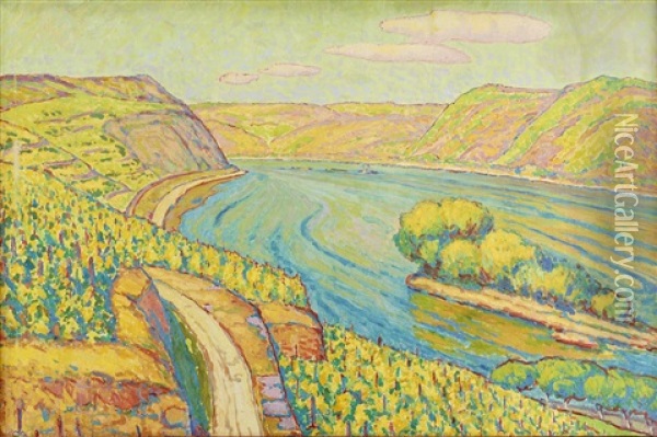 Flodlandskap Oil Painting - Alfred Hermann Helberger