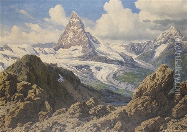 Matterhorn Oil Painting - Rudolf (Robert) Reschreiter
