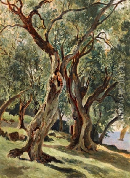 Olivenhain Bei Torbole Am Gardasee. Studie Oil Painting - Edmund Kanoldt