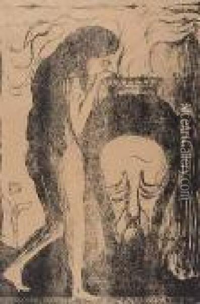 Das Weib An Der Urne>. Oil Painting - Edvard Munch