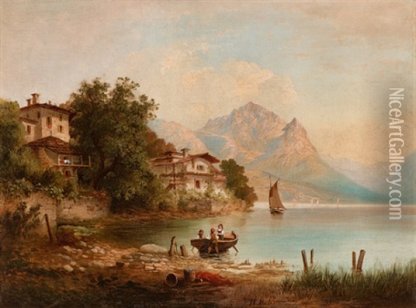 Alpine Idylle Oil Painting - Wilhelm Mohrmann