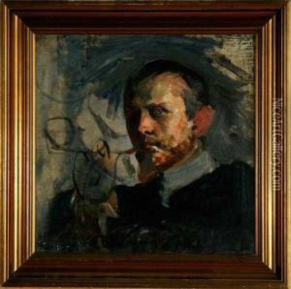 The Artist's Self Portrait Oil Painting - Erik Henningsen
