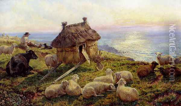 On The Cliffs, Picardy Oil Painting - Henry William Banks Davis, R.A.