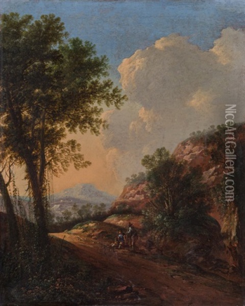 Sudliche Landschaft Mit Wanderern Oil Painting - Willem de Heusch