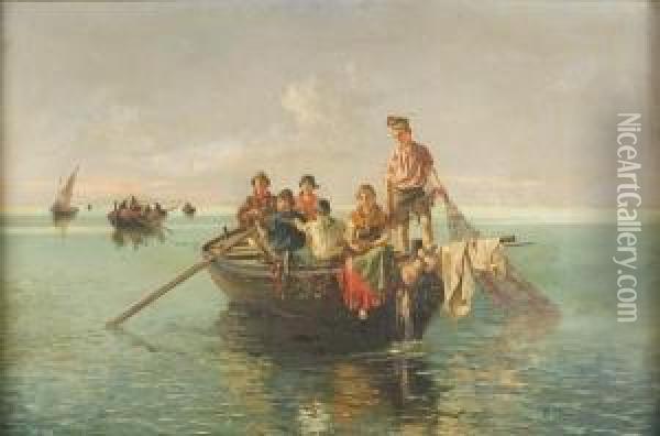 La Pesca Al Largo Oil Painting - Blas Olleras y Quintana