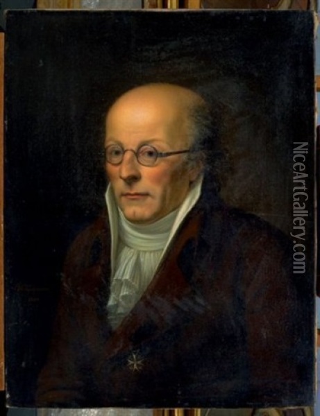 Portrait Du Marquis Antoine Victor D'auberjon Avec La Croix De L'ordre De Malte Oil Painting - Baptiste Gagnereaux