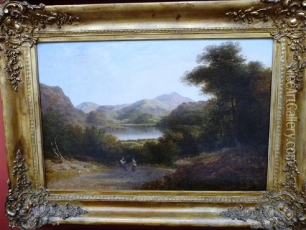 View Of Helvellyn, With Ullswater Oil Painting - Thomas Christopher Hofland