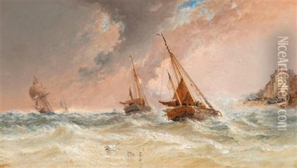 Fischerboote Auf Sturmischer See Oil Painting - Arthur Joseph Meadows