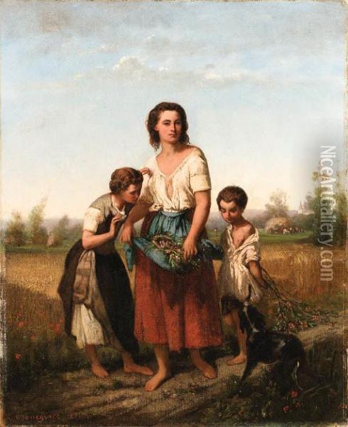 The Harvesters; The Musicians; And Two Shepherds Oil Painting - Charles Adolphe Bonnegrace
