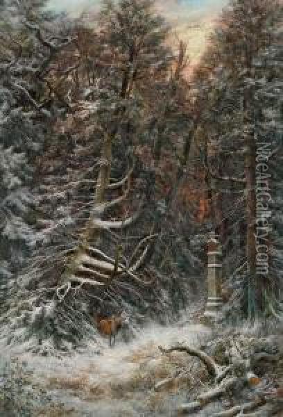 Verschneiter Winterwald Oil Painting - Wilhelm Carl F. Trautschold