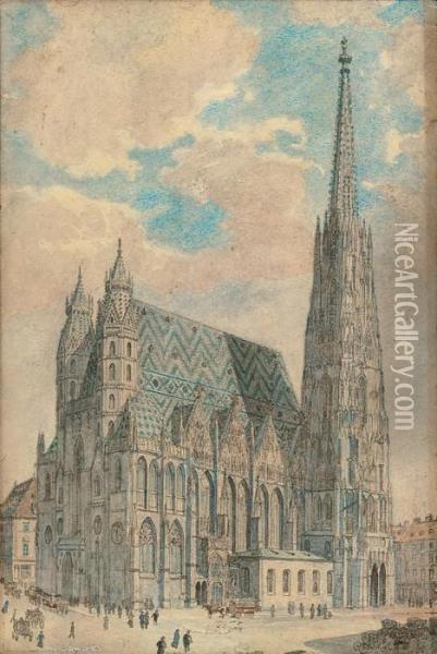 Saint Steven's Cathedral, Vienna Oil Painting - Rudolf Ritter von Alt