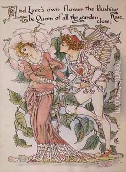 The Rose from Floras Feast Oil Painting - Walter Crane
