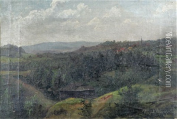 Nya Kopparberget (study) Oil Painting - Josef Wilhelm Wallander