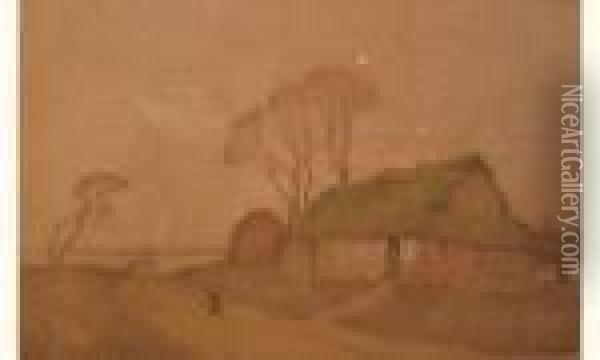 Maison Vendeenne Au Crepuscule Oil Painting - Ferdinand Loyen Du Puigaudeau