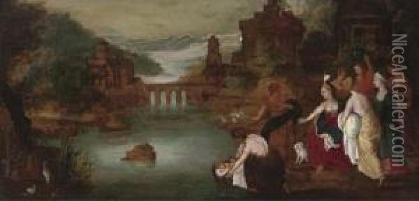 The Finding Of Moses Oil Painting - Kasper or Gaspar van den Hoecke