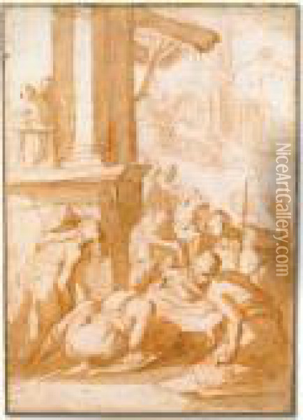 Study For An Adoration Of The Shepherds Oil Painting - Giovan Battista Naldini