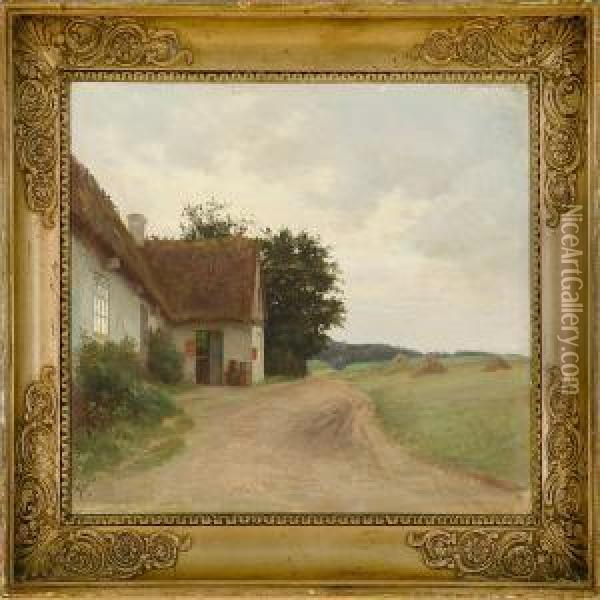 Farm House By Theroad Oil Painting - Gustav Vermehren