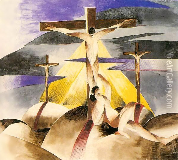 Crucifix 1925 Oil Painting - Geza Bene