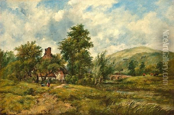 Landscape With A Cottage Oil Painting - Frederick Waters Watts