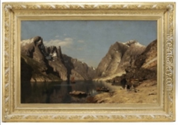 Outing At A Fjord Oil Painting - Adelsteen Normann