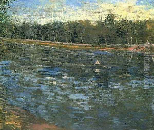 The Seine With A Rowing Boat Oil Painting - Vincent Van Gogh