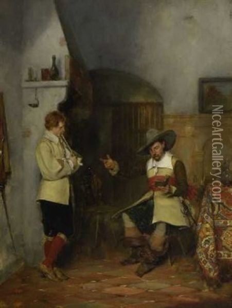 Zwei Landsknechte In Der Stube Oil Painting - Max Todt
