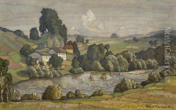 Flusslandschaft Mit Hausern Oil Painting - Richard Kaiser