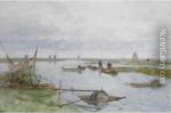 A View Of The Kamperveenderij (het Zwijnsleger Near Grafhorst) Oil Painting - Paul Joseph Constantine Gabriel