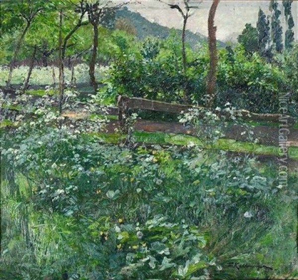 Am Zaun Oil Painting - Friedrich Kallmorgen